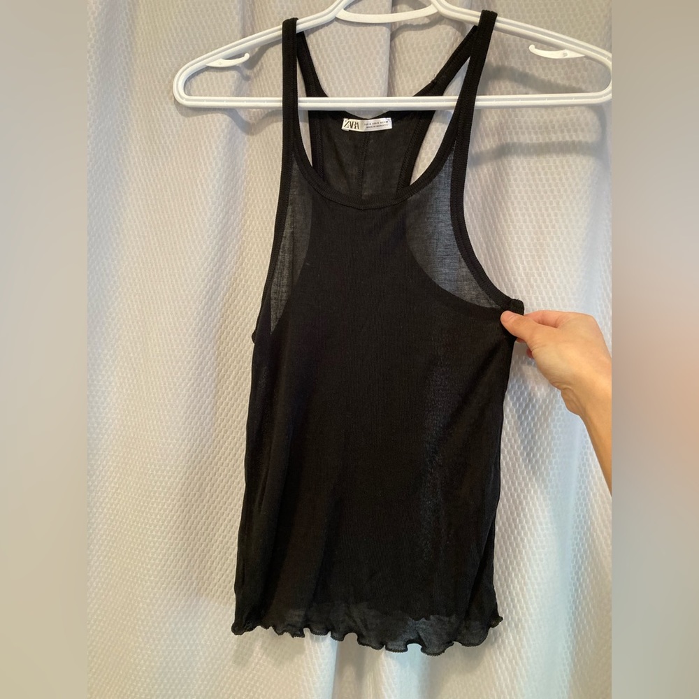 Zara beachy tank top black